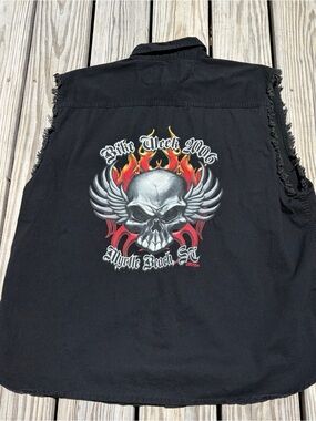 V Twin Motorcycle Vest Mens 2X Black 2006 Myrtle Beach Rally Biker Pockets